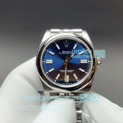 New Clone VS Rolex Oyster Perpetual Swiss 3230 Blue Dial Stainless Steel Jubilee Watch 